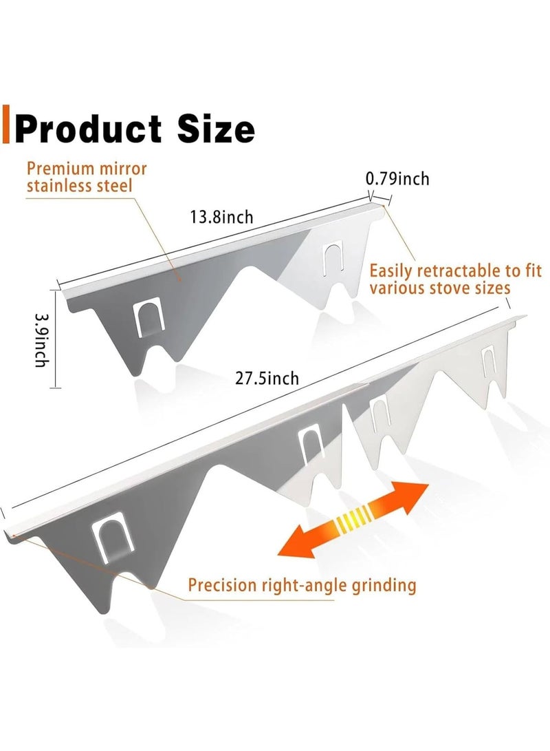 Stove Gap Covers Stainless Steel, 2 Pack Counter Stove Oven Gap Filler, Width 0.79 and Adjustable Length 13.8 to 27.5, Stove Guard Stove Gap Filler, Heat Resistant Easy to Clean - Image 2