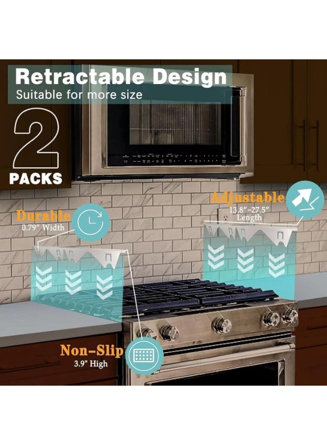 Stove Gap Covers Stainless Steel, 2 Pack Counter Stove Oven Gap Filler, Width 0.79 and Adjustable Length 13.8 to 27.5, Stove Guard Stove Gap Filler, Heat Resistant Easy to Clean - Image 3