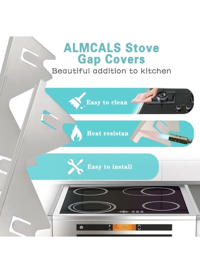 Stove Gap Covers Stainless Steel, 2 Pack Counter Stove Oven Gap Filler, Width 0.79 and Adjustable Length 13.8 to 27.5, Stove Guard Stove Gap Filler, Heat Resistant Easy to Clean - Image 5