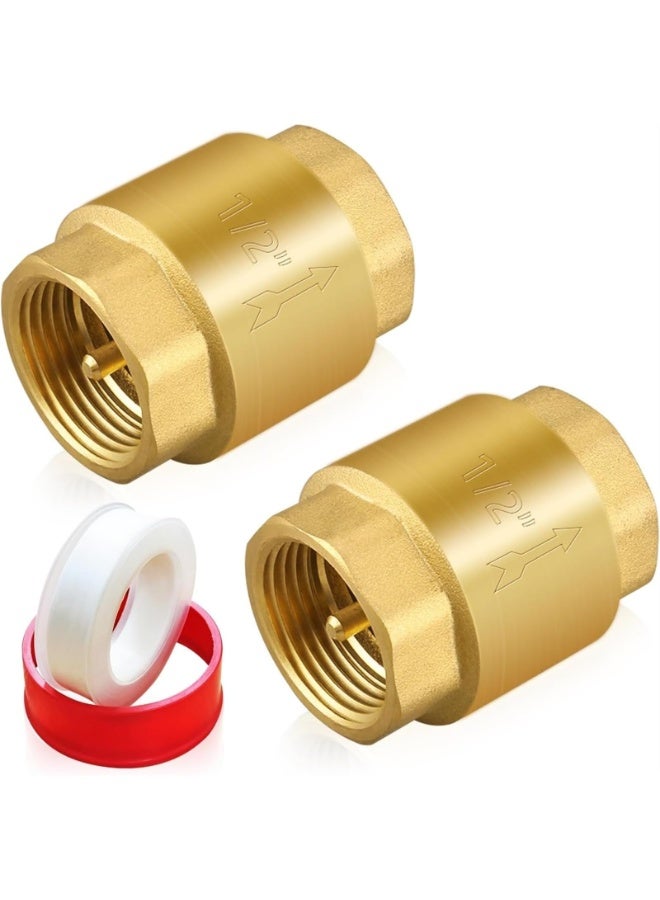 2PCS 3/4 Inch NPT Thread Spring Check Valve DN15, Brass Non Return One Way Horizontal Check Valve, Vertical Inline Water Check Valve for Well, Pump, Tank, Backflow Prevention  - Image 1