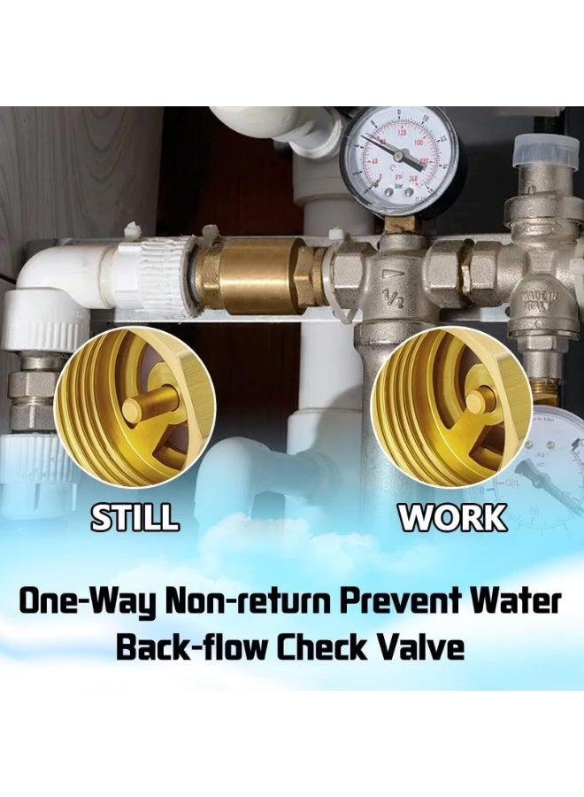 2PCS 3/4 Inch NPT Thread Spring Check Valve DN15, Brass Non Return One Way Horizontal Check Valve, Vertical Inline Water Check Valve for Well, Pump, Tank, Backflow Prevention  - Image 4