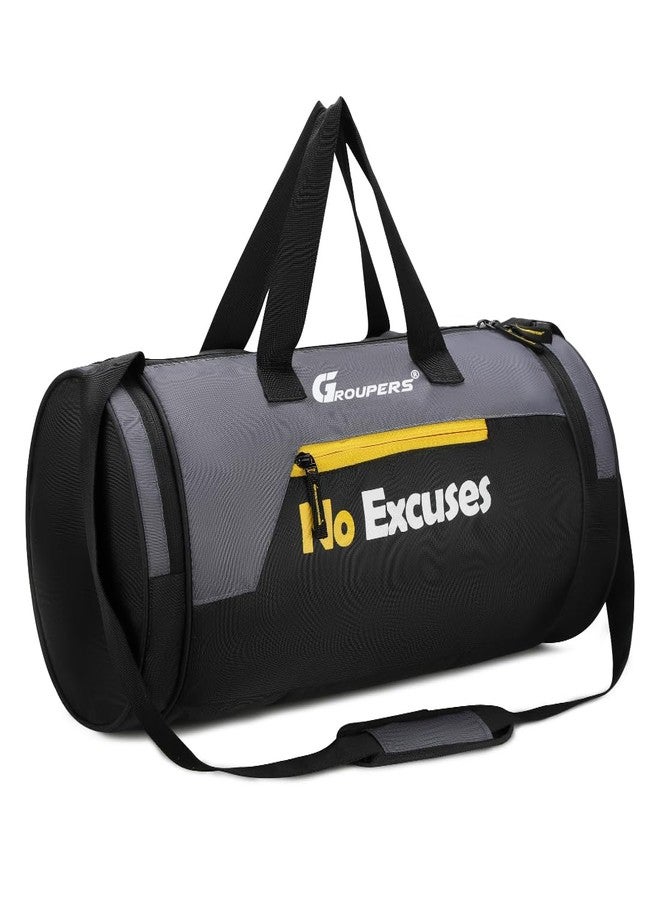 Groupers Sports Gym Bag 20-25L - Black Duffle for Men & Women (43×25×23 cm) + 700ml Protein Shaker & 21" Wrist Wraps, Workout Combo & Travel Fitness Kit - Image 4