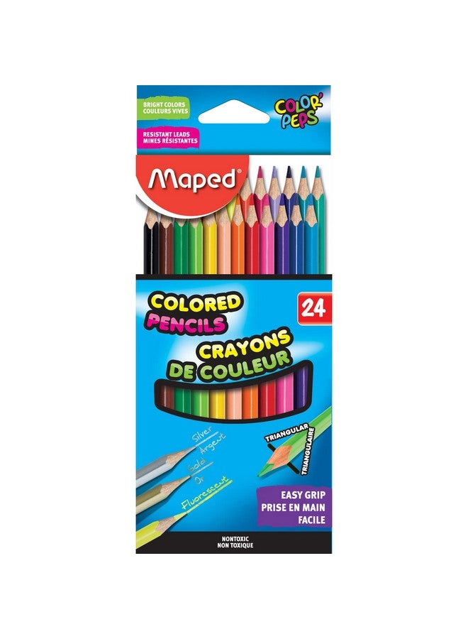 مابد Helix Usa - أقلام تلوين مثلثة من Color'Peps، عبوة من 24 قطعة - إنشاء مشروع فني - ألوان زاهية - لوازم فنية عالية الجودة للمحترفين والهواة - Image 1