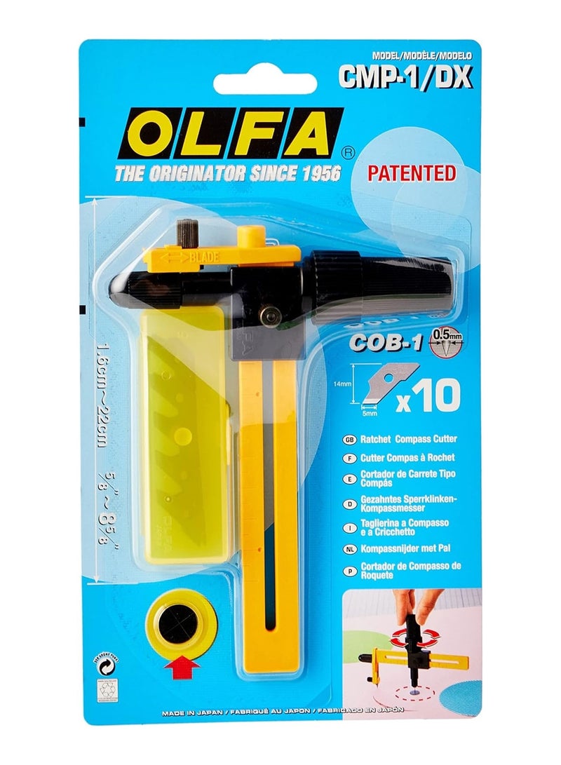 OLFA CMP-1/DX Rotary Circle Cutter For Upto 22cm Diameter With Five Spare Blades - Image 1