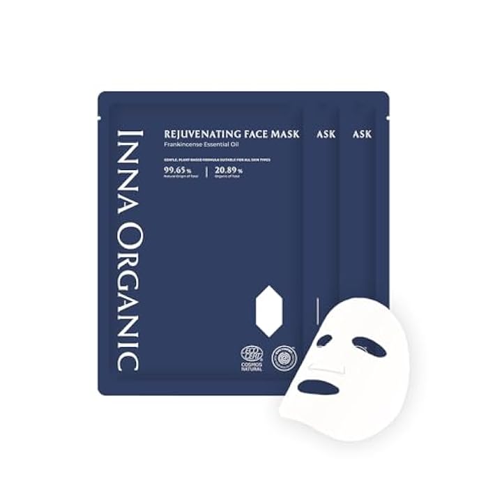 INNA ORGANIC Sheet Mask - Anti-aging & Tightening｜EWG & COSMOS certified (Pack of 3) | Frankincense Essential Oils Infused Skin Care | Luxury Clean Beauty - Image 1