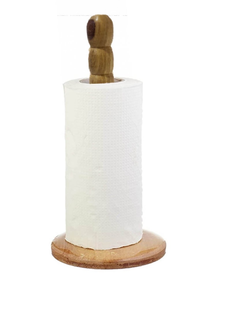 co arma Wooden tissue holder, round base, vertical design for kitchen and bathroom - Image 2