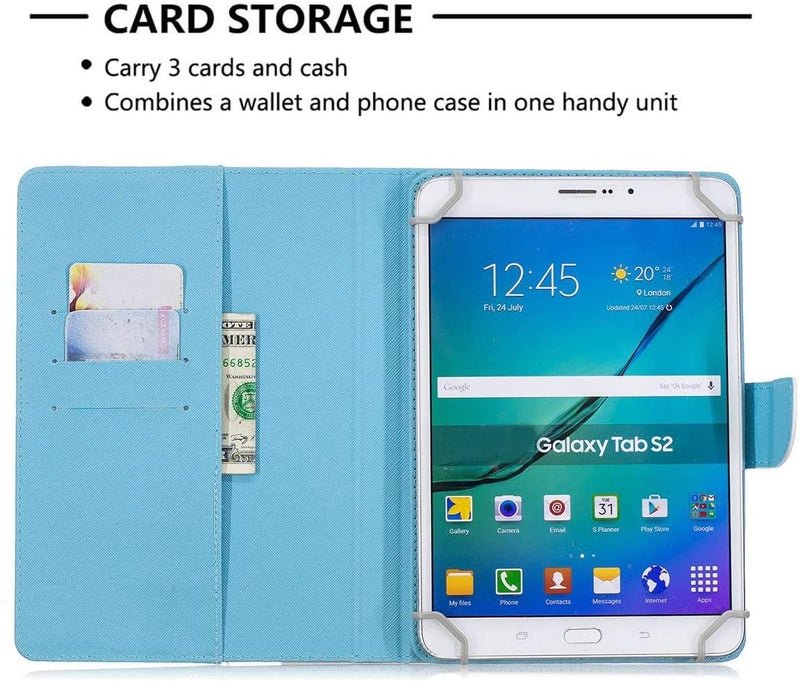 نيو شاين حالة عالمية للجهاز اللوحي مقاس 6.5-7.5 بوصة، غطاء حافظة واقف ملون من لجهاز Samsung Galaxy اللوحي مقاس 7.0 بوصة، وAmazon Kindle Fire 7/HDX 7 وموديلات أخرى بحجم 7 بوصة تقريبًا - رخام أزرق - Image 2