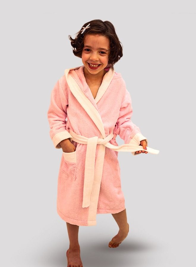 Banotex Kids Bathrobe Towel 100% Cotton light pink Color Kids Hooded Comfortable For Girls and Boys 1Piece - Image 1