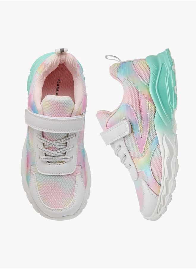 Flora Bella By Shoexpress Girls Colourblock Sneakers with Hook and Loop Closure  - Image 1