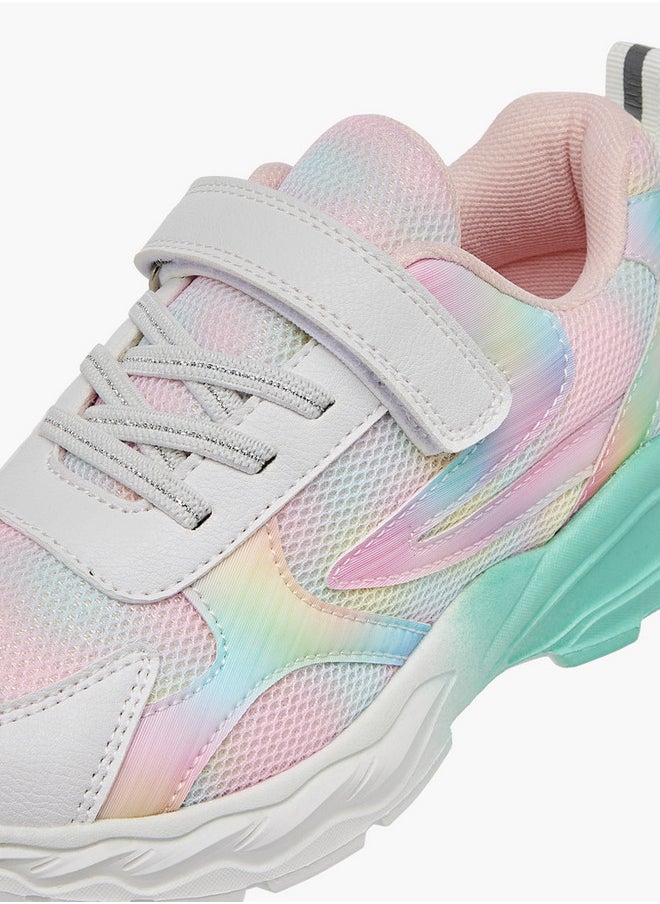 Flora Bella By Shoexpress Girls Colourblock Sneakers with Hook and Loop Closure  - Image 4
