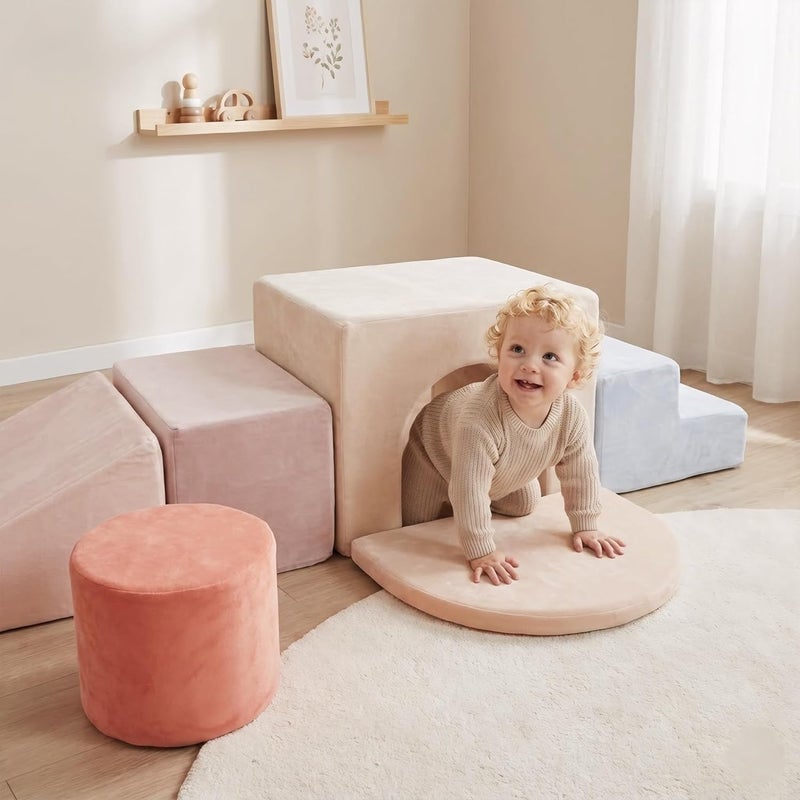 BanaSuper Foam Educational Building Blocks | Indoor Motor Skills Game for Children | Motor Skills Course | Non-slip Climbing Structure | Washable Design & Enhanced Safety (Pink) - Image 2
