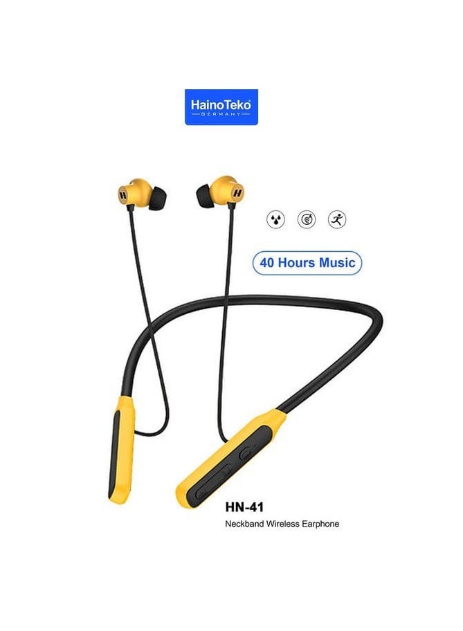 Haino Teko HN-41 Bluetooth Neckband by Haino Teko – Sweat-Resistant, Lightweight & Long-Lasting Performance for Music and Calls on the Go - Image 1