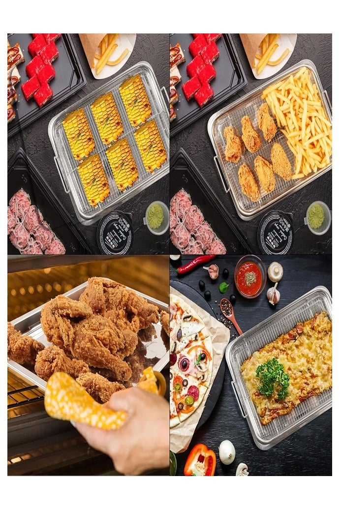 مقلاة فرن من الفولاذ المقاوم للصدأ، وسلة مقلاة هوائية وصينية مقلاة عميقة باللون الفضي - Image 2