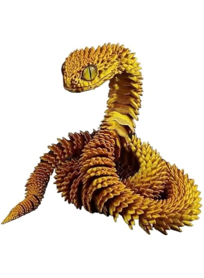 3D Printed Animals Set 3D Printed Snake Toys 3D Printed Articulated Flexible Fidget Toy 3D Printed Animals Exquisite Cute Pet Toy Adults Fidget Toys (Gold) - Image 1