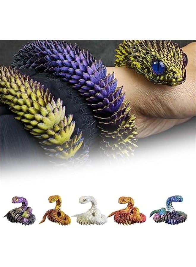 3D Printed Animals Set 3D Printed Snake Toys 3D Printed Articulated Flexible Fidget Toy 3D Printed Animals Exquisite Cute Pet Toy Adults Fidget Toys (Gold) - Image 4
