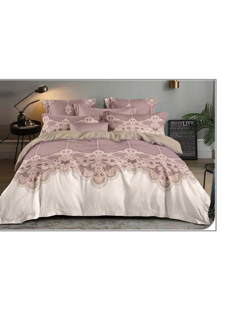6-Piece Comforter Set – Soft, Comfortable  King size 1-PC fitted bedsheet 200 * 200cm,1-PCS Comforter 220 * 240 fixed, 4PCS Super Soft Pillowcases