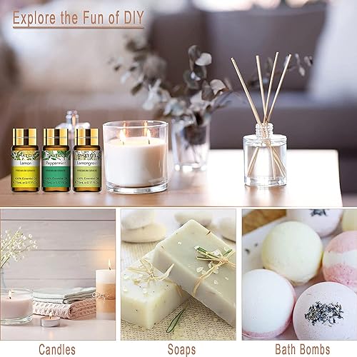 PHATOIL Essential Oil Set, 12x5ml Essential Oils Gift Set with Diffused Wood, 100% Natural Pure Essential Oils for Diffusers DIY Candle Soap Making - Image 4
