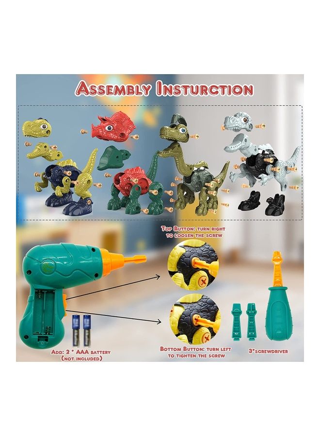 نيبمينينت 4-Pieces Electric Drill Construction Dinosaur Toys Set 30x16cm - Image 3