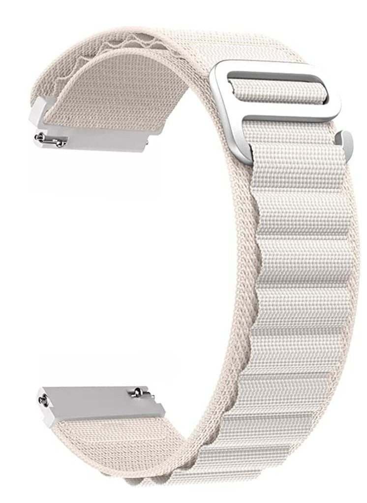 Generic - 20mm Stretch Nylon Metal Alpine Loop Woven Strap ForSamsung Galaxy Watch 5 40/44mm - Watch 5 Pro 45mm- With Titanium G Hook  White - Image 1