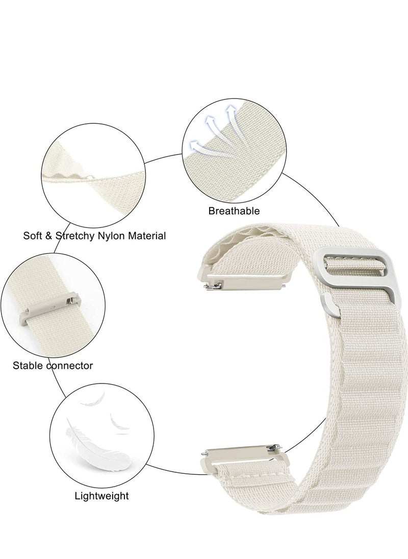 Generic - 20mm Stretch Nylon Metal Alpine Loop Woven Strap ForSamsung Galaxy Watch 5 40/44mm - Watch 5 Pro 45mm- With Titanium G Hook  White - Image 1