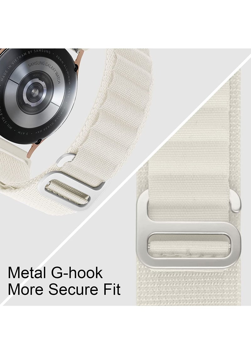 Generic - 20mm Stretch Nylon Metal Alpine Loop Woven Strap ForSamsung Galaxy Watch 5 40/44mm - Watch 5 Pro 45mm- With Titanium G Hook  White - Image 1