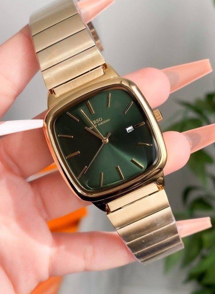 IBSO Men's Gold-Tone Quartz Watch with Date Display S1206G - Green Dial