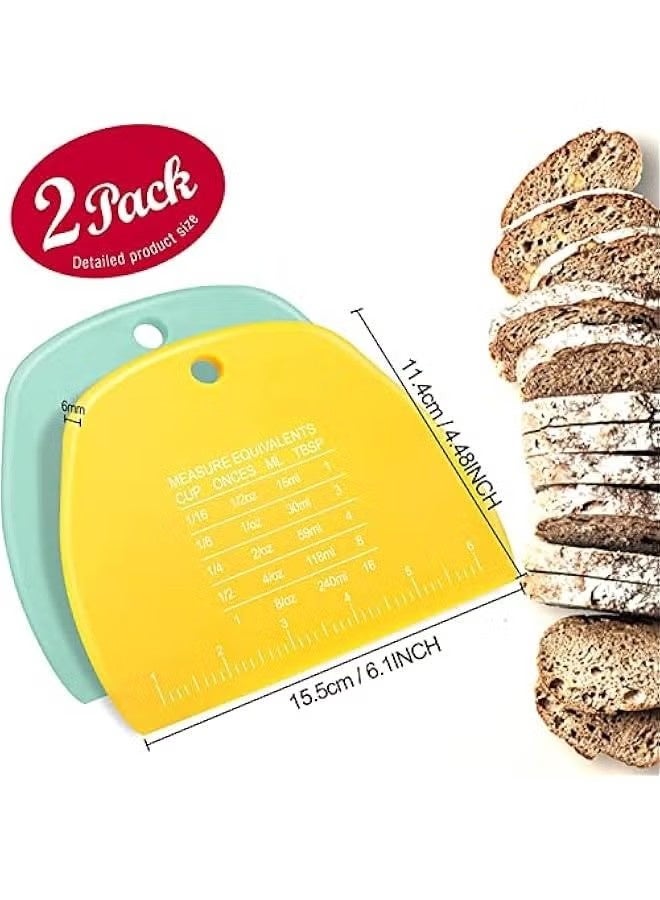 2 Dough Scraper Food safe Plastic Dough Cutter Bench ScraperCutter Multipurpose Food Scrapers for Dough Cake Bread - Image 2