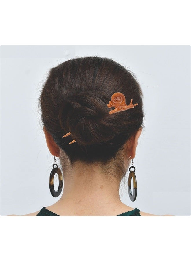 Handicraftviet Wooden Hair Pin Hand-Carve Hair Accessory for Women, 2 Prong Hair Fork For Long Hair, 6.29in, Natural Color Wood – Swing Hair fork - Set 1 - Image 5