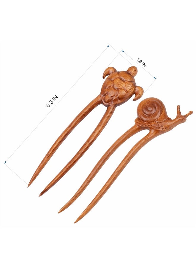Handicraftviet Wooden Hair Pin Hand-Carve Hair Accessory for Women, 2 Prong Hair Fork For Long Hair, 6.29in, Natural Color Wood – Swing Hair fork - Set 1 - Image 3