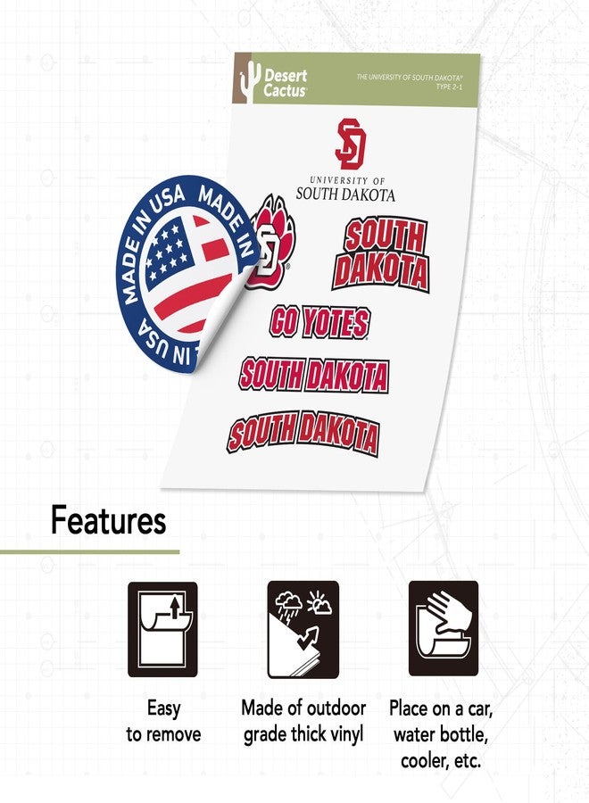Desert Cactus The University of South Dakota Sticker South Dakota Coyotes Vinyl Decal Laptop Water Bottle Car Scrapbook Sheet (Type 2) - Image 4