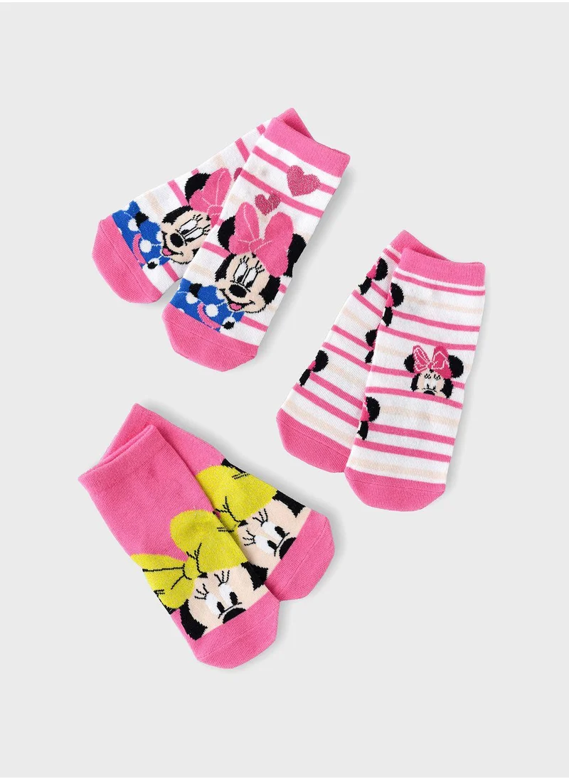 Disney Kids 3 Pack Minnie Mouse Crew Socks