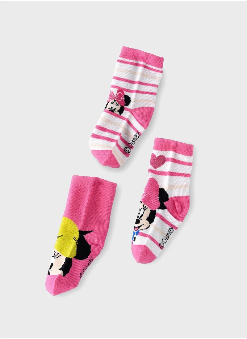 Disney Kids 3 Pack Minnie Mouse Crew Socks