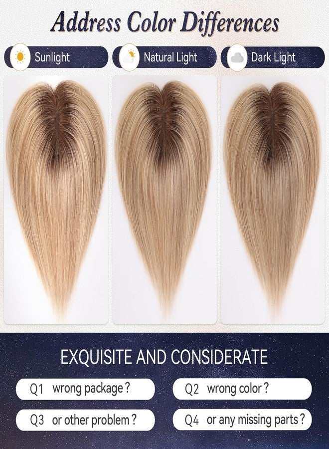 starluck Real Human Hair Toppers for Women 10Inch-Suitable for Thinning Hair no Bangs 3 * 4.5inches Swiss Base Hand-Tied & 3 Secure Clips(4T10/16#) - Image 5