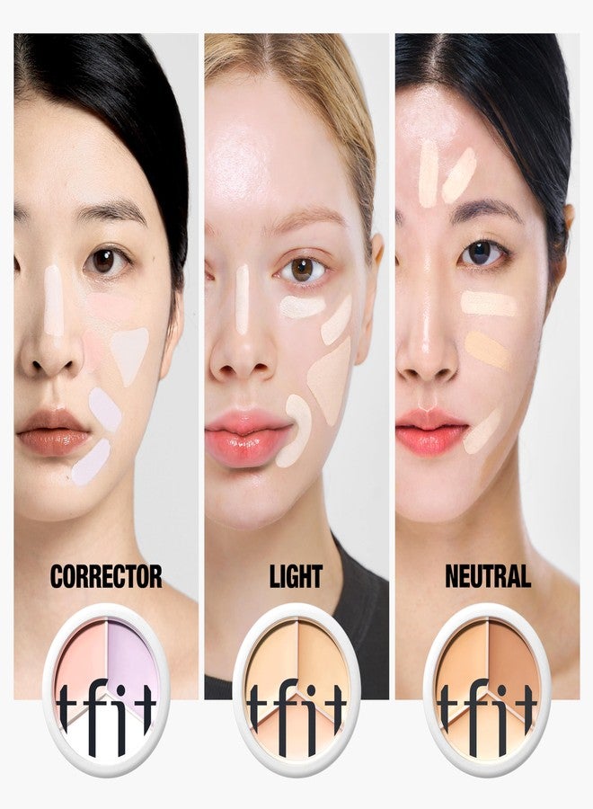 TFIT Cover Up Pro Concealer Palette - 3-in-1 Full Coverage Color Correcting Cream (Hydrating, 0.52 Oz) for Dark Circles, Spots, Puffiness (00 Light, 0.52 Oz) - Image 5
