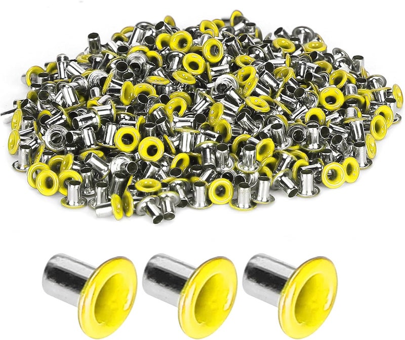 Brass Eyelets 2mm Inner Hole, 500Pcs Colorful Grommets Kit for Clothing Shoes Bag DIY Crafts - Durable Metal Material, Easy Installation, Ideal for Sewing and Craft Projects (Yellow) - Image 1