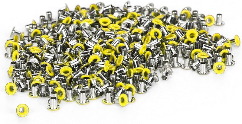 Brass Eyelets 2mm Inner Hole, 500Pcs Colorful Grommets Kit for Clothing Shoes Bag DIY Crafts - Durable Metal Material, Easy Installation, Ideal for Sewing and Craft Projects (Yellow) - Image 4