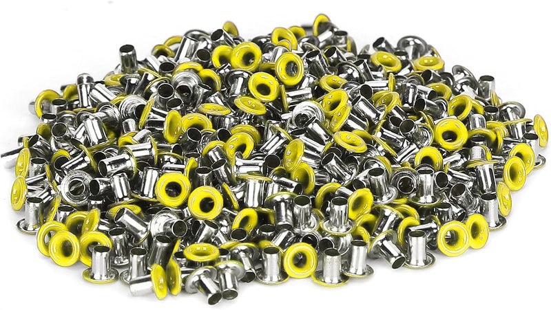 Brass Eyelets 2mm Inner Hole, 500Pcs Colorful Grommets Kit for Clothing Shoes Bag DIY Crafts - Durable Metal Material, Easy Installation, Ideal for Sewing and Craft Projects (Yellow) - Image 3