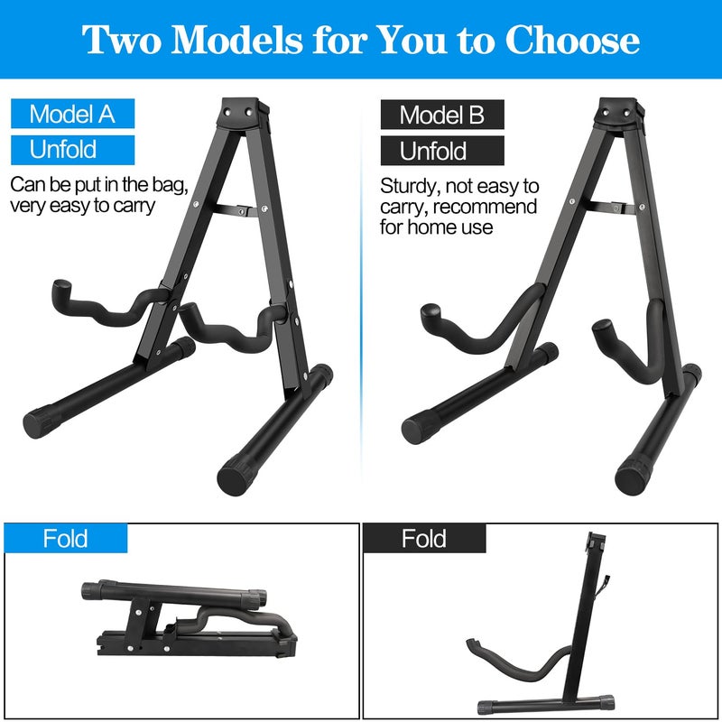 DkOvn 1/2/4 Pack Guitar Stand, A-Frame Folding Guitar Stand with Non-Slip Rubber and Foam Arms, Metal Guitar Stand for Acoustic Guitar, Electric Guitar, Bass, Ukulele, Banjo(1 Pack, Model A) - Image 2