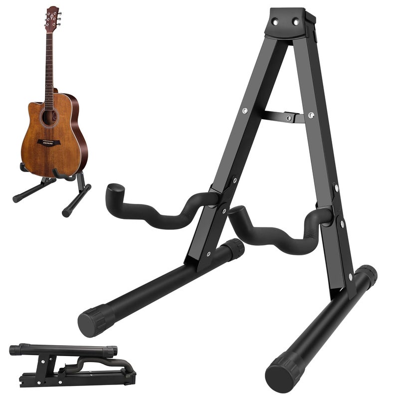 DkOvn 1/2/4 Pack Guitar Stand, A-Frame Folding Guitar Stand with Non-Slip Rubber and Foam Arms, Metal Guitar Stand for Acoustic Guitar, Electric Guitar, Bass, Ukulele, Banjo(1 Pack, Model A) - Image 1
