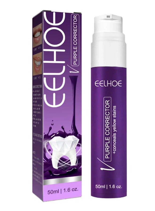 إيلهو مصحح أرجواني 50 مل، معجون أسنان لتبييض الأسنان، تنظيف الأسنان الصفراء، مصحح اللون وإزالة البقع بشكل فعال، العناية بصحة الفم - Image 1