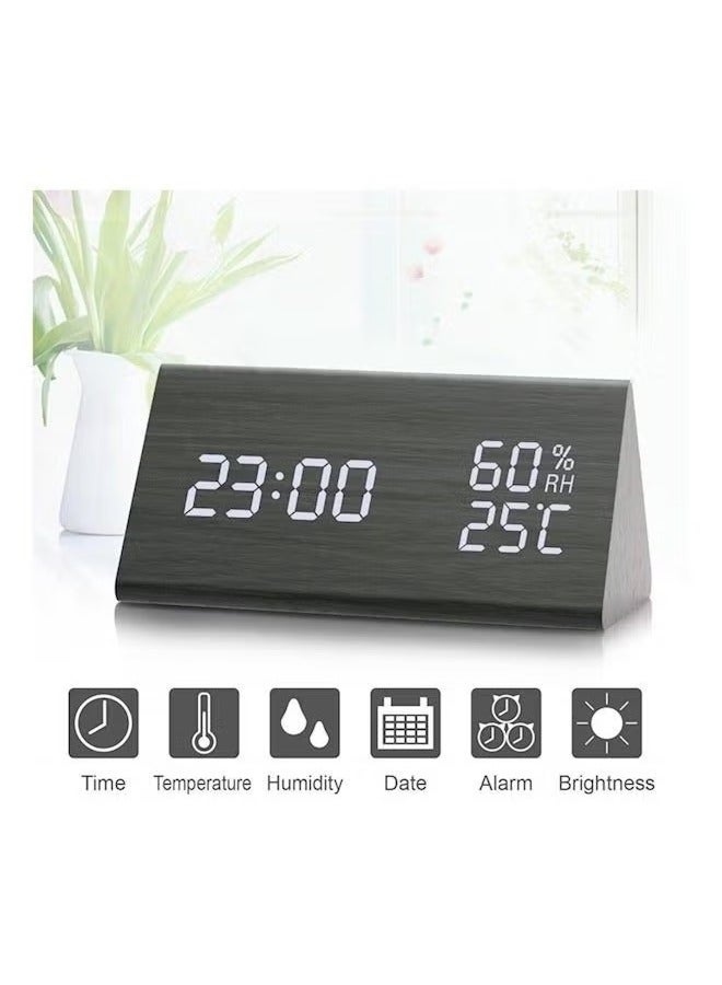 Bedroom alarm clock wooden electronic LED time display, temperature detection digital alarm clock, digital alarm clock, bedroom wooden electric clock, suitable for bedside, table, desk, office, children and home - Image 4