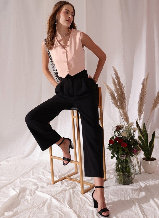 STREET 9 Peach V-Neck Sleeveless Waistcoat for Women - Image 5