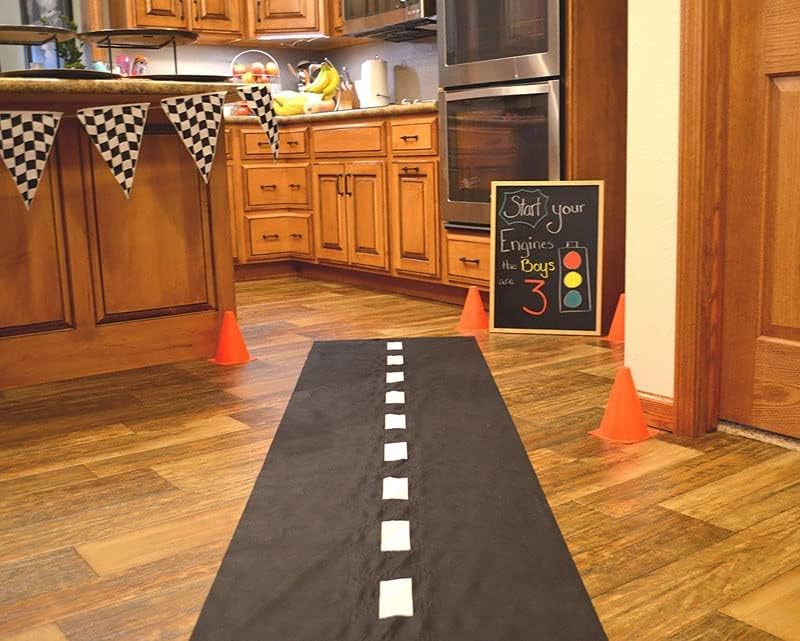 ARS 10ft Long Racetrack Floor Running Racer Party Decoration Mat Drag Race Car Road Go Kart Theme Birthday Games (2ft Wide) - Image 4