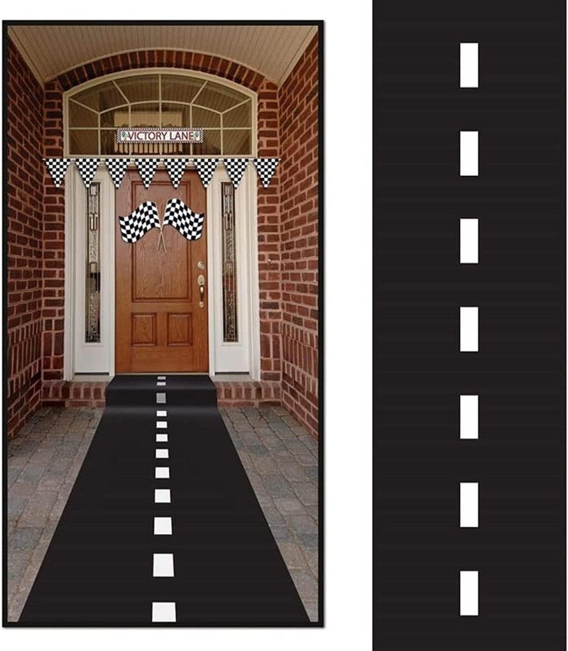 ARS 10ft Long Racetrack Floor Running Racer Party Decoration Mat Drag Race Car Road Go Kart Theme Birthday Games (2ft Wide) - Image 1