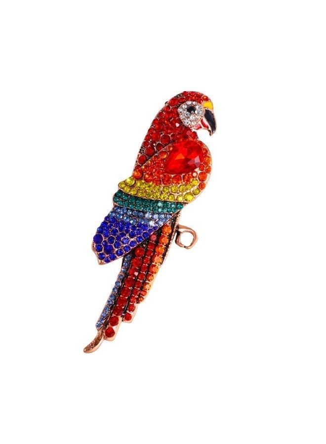 Luxury & Trendy Crystal Rhinestone Accessory Brooch Pin for Women, for clothes and Bags Fashion Enamel Available in different shapes and colors Gold/Silver (Parrot 1) - Image 4