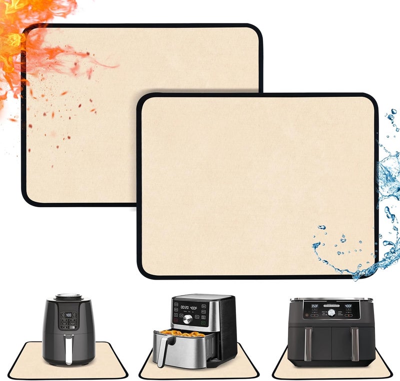 Amerbro Heat Resistant Mats for Countertop  Fireproof 16x20in Heat Resistant Mats for Air Fryer  Kitchen Countertop Protector for Air Fryer Coffee Maker Stand Mixer Toaster Oven 2PCS  Khaki - Image 1