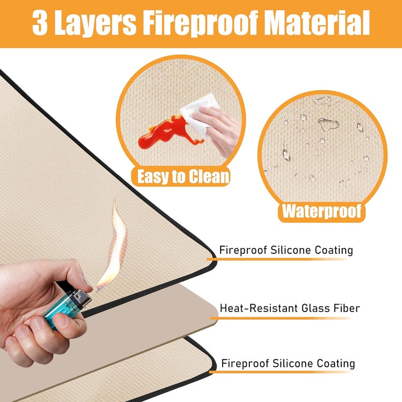 Amerbro Heat Resistant Mats for Countertop  Fireproof 16x20in Heat Resistant Mats for Air Fryer  Kitchen Countertop Protector for Air Fryer Coffee Maker Stand Mixer Toaster Oven 2PCS  Khaki - Image 2