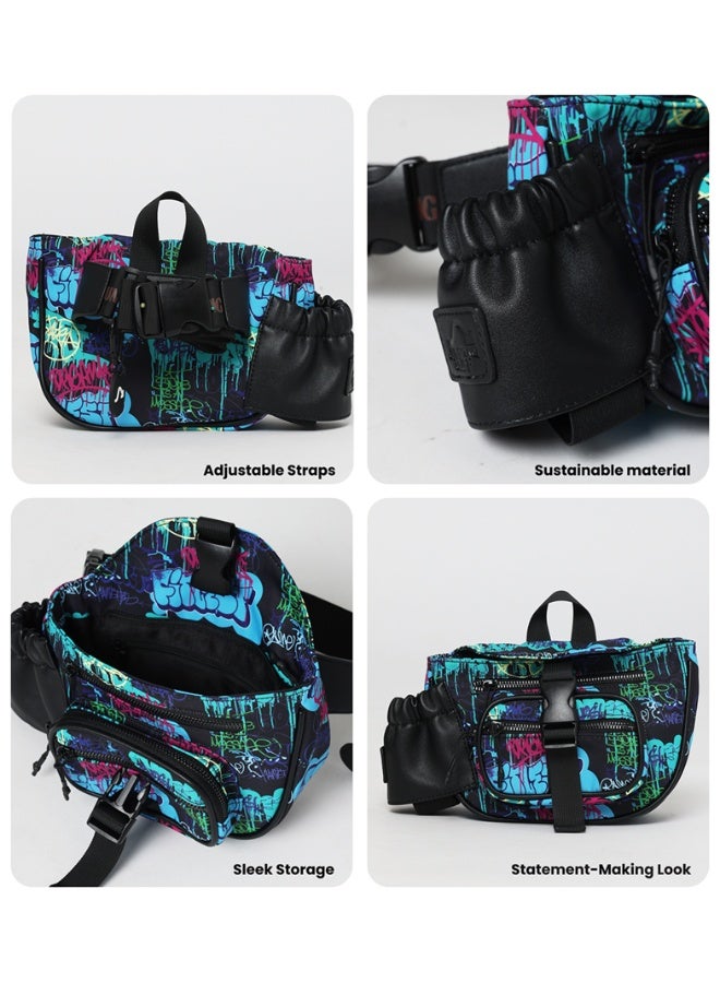 Jumping Cliff Graff Trail Crossbody Fanny Pack – Unisex Chest & Waist Bag for Travel, Running, Hiking, Walking, Cycling – Urban Graffiti Design, Water-Resistant, Lightweight, Adjustable Strap (15 x 11 x 15 cm, 2.47L, Sustainable Nylon - Image 5