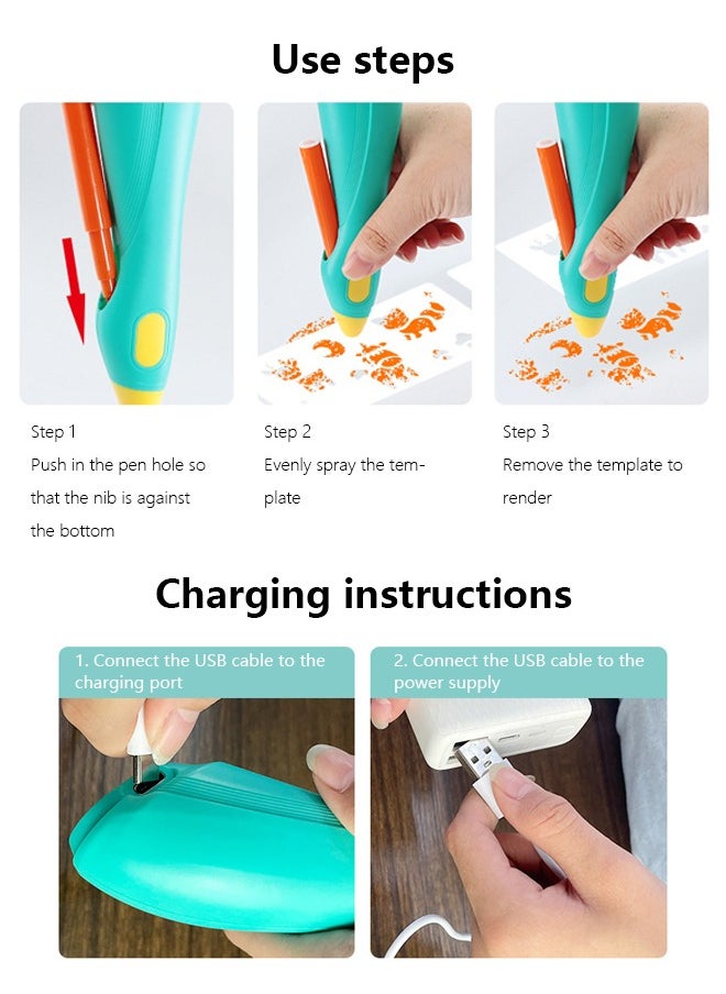 Occuwzz Electric Spray Paint Pen Marker Sprayer Graffiti Supplies Pen 12 Colors Markers Blow Pens Washable Watercolour Paints Pens Art and Crafts Education Gift For Kids School And Home  - Image 4