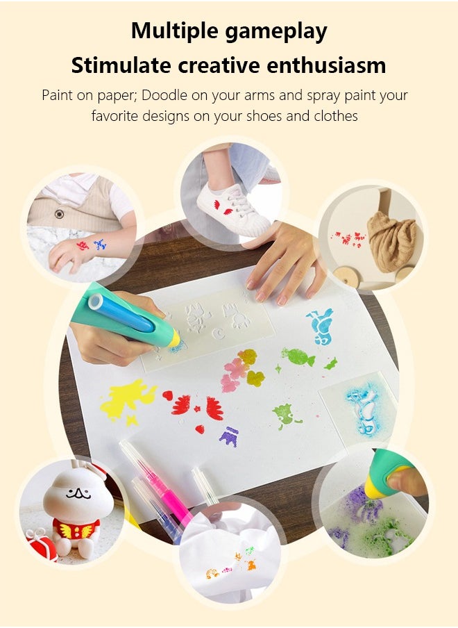 Occuwzz Electric Spray Paint Pen Marker Sprayer Graffiti Supplies Pen 12 Colors Markers Blow Pens Washable Watercolour Paints Pens Art and Crafts Education Gift For Kids School And Home  - Image 2